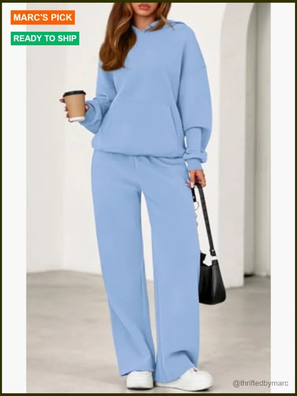 Oversized Hoodie and Wide Leg Sweatpants Matching Set, 2-Piece Lounge Outfit